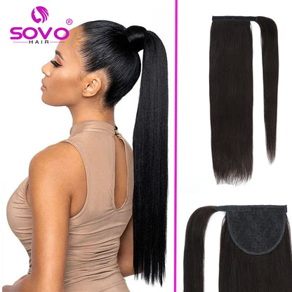 Straight Brazilian Clip-In Ponytail Extensions - 100% Remy Human Hair, 18"-22", 160G