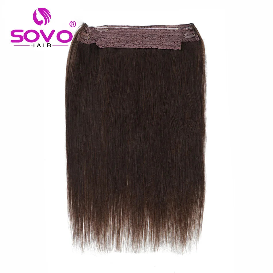 Ombre Brown Straight Halo Human Hair Extensions