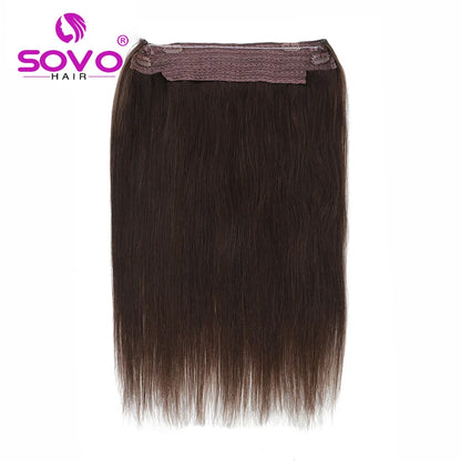 Ombre Brown Straight Halo Human Hair Extensions