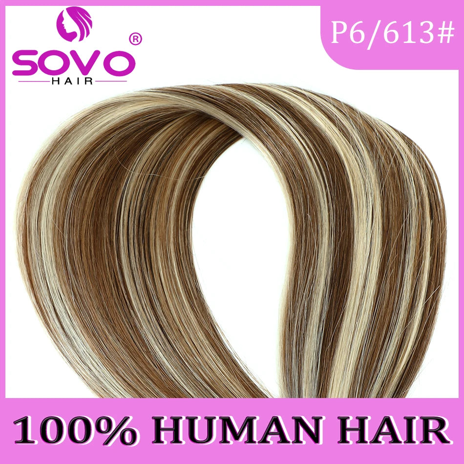 Halo Ombre Brown Remy Human Hair Extensions - 14-28 Inch Fish Line Clip-In