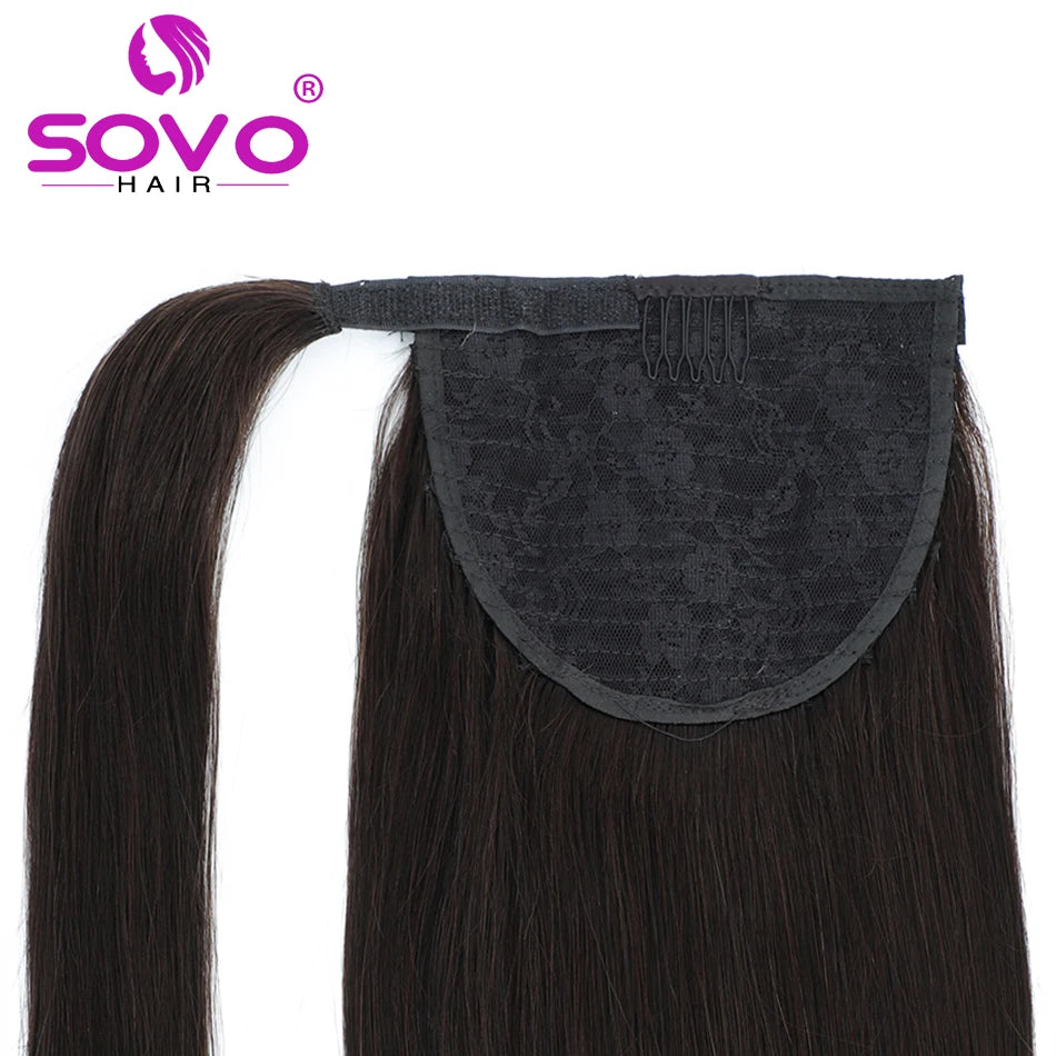 Straight Brazilian Clip-In Ponytail Extensions - 100% Remy Human Hair, 18"-22", 160G