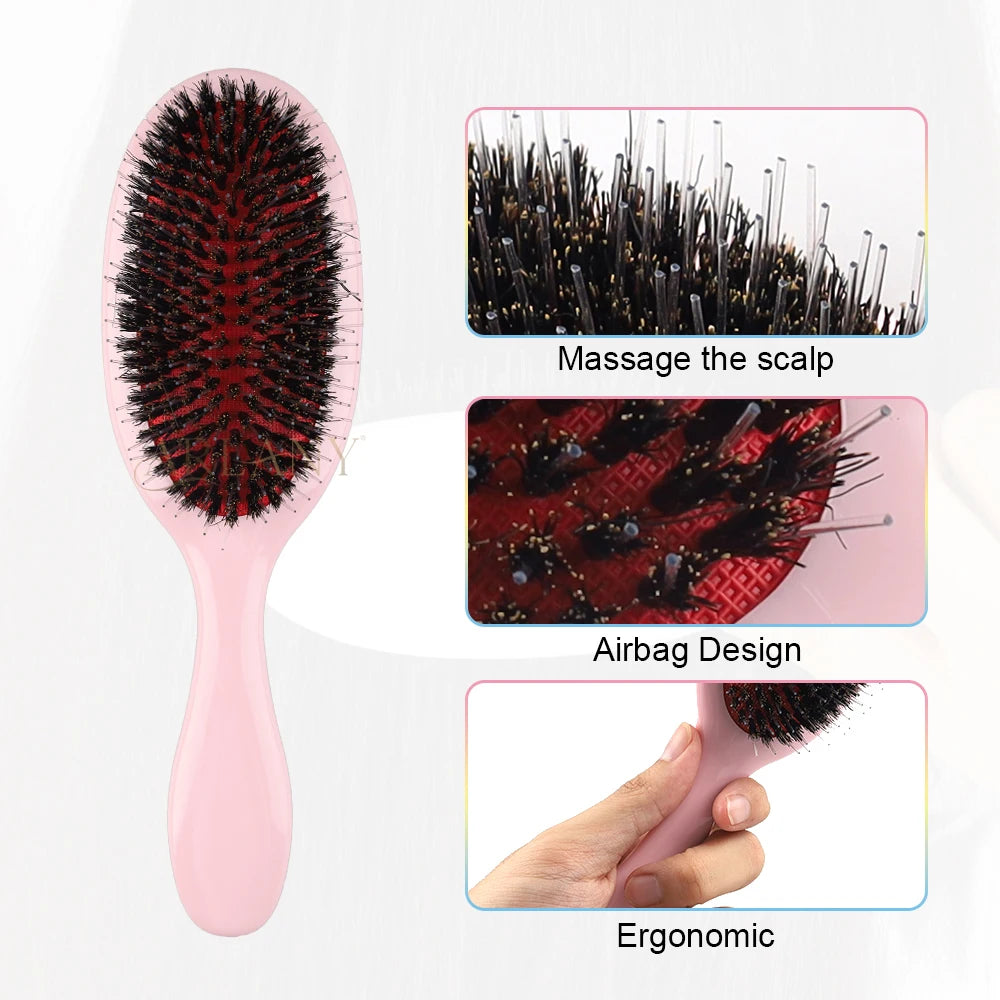 ARLANY Professional Boar Bristle Hair Brush - Ultimate Styling Tool for All Hair Types