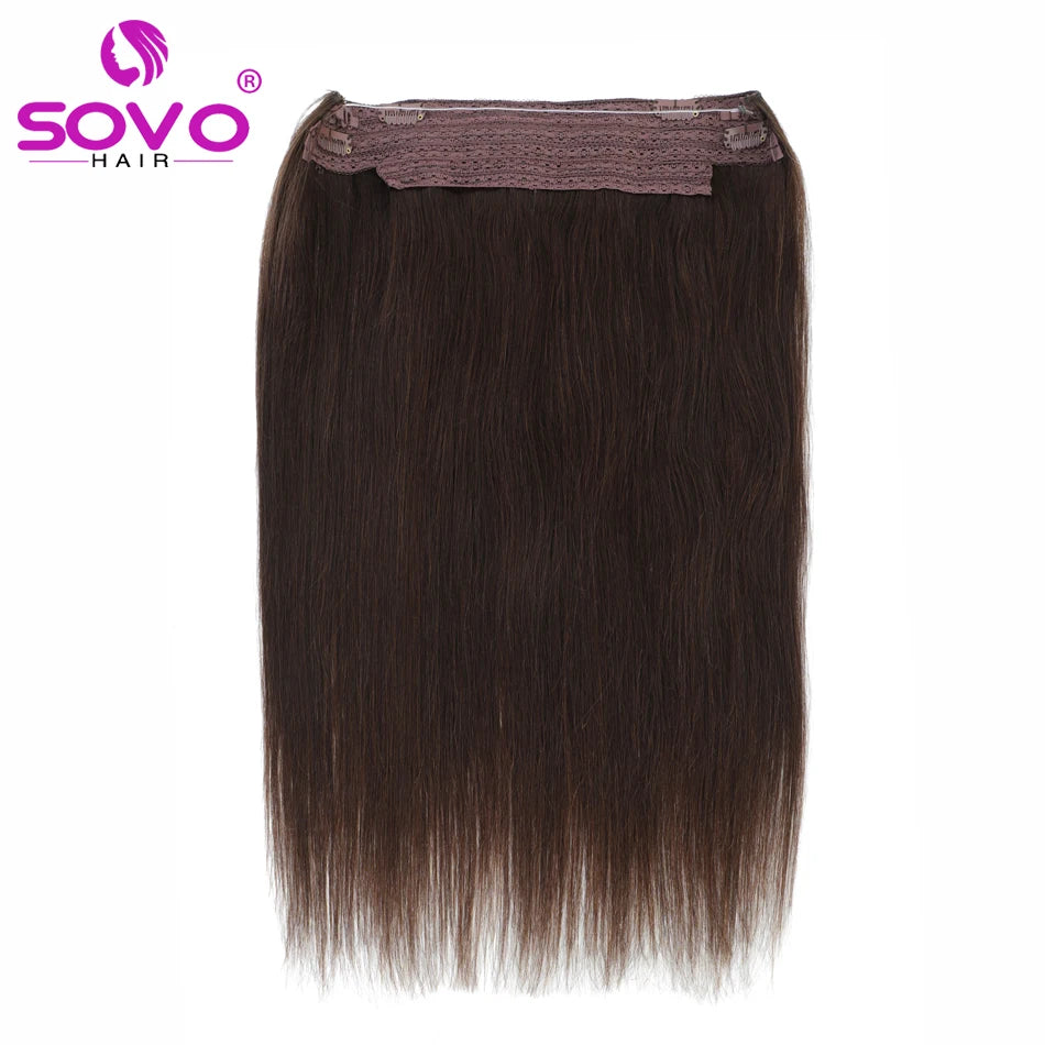 Halo Ombre Brown Remy Hair Extensions - 14-28 Inch, Fish Line Clip-In