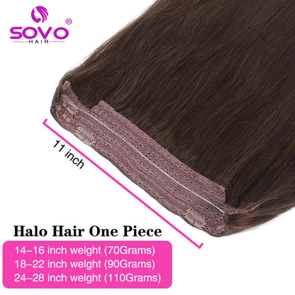 Ombre Brown Straight Halo Human Hair Extensions