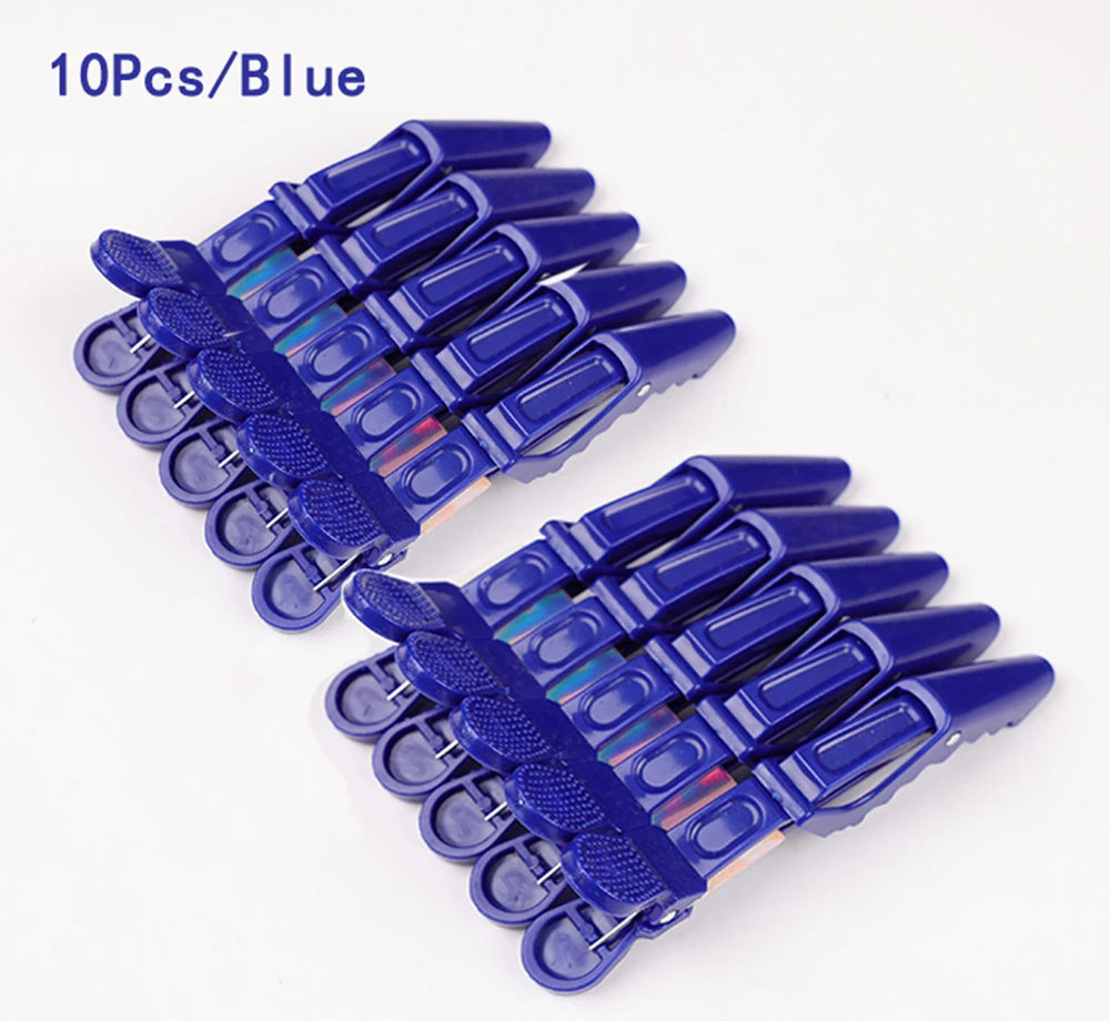 Set of 10 Blue Alligator Hair Clips - Ideal for Hair Styling and Sectioning, Extra-Wide Teeth