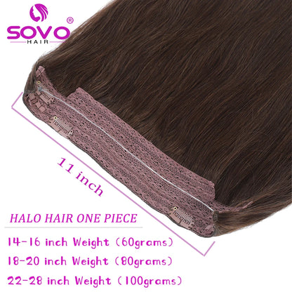 Halo Ombre Brown Remy Human Hair Extensions - 14-28 Inch Fish Line Clip-In