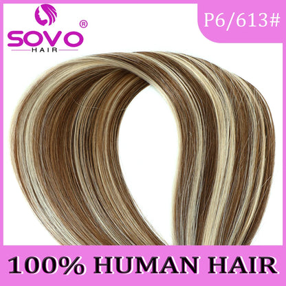 Halo Ombre Brown Remy Human Hair Extensions - 14-28 Inch Fish Line Clip-In