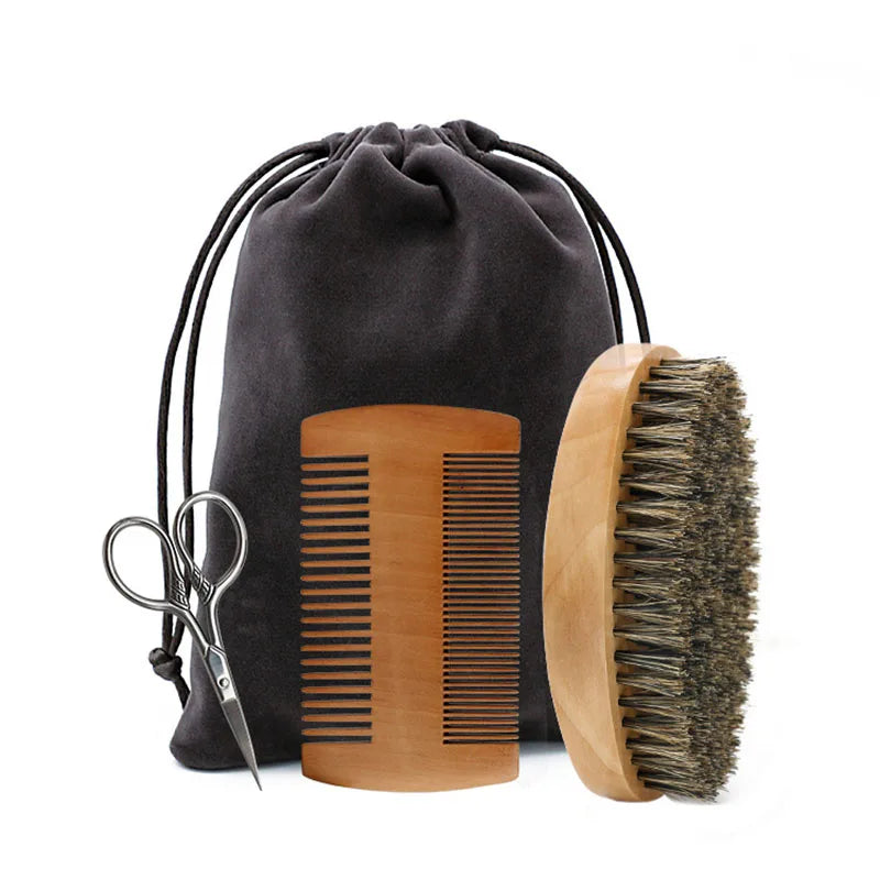 Professional Soft Boar Bristle Wood Beard Brush Hairdresser Shaving