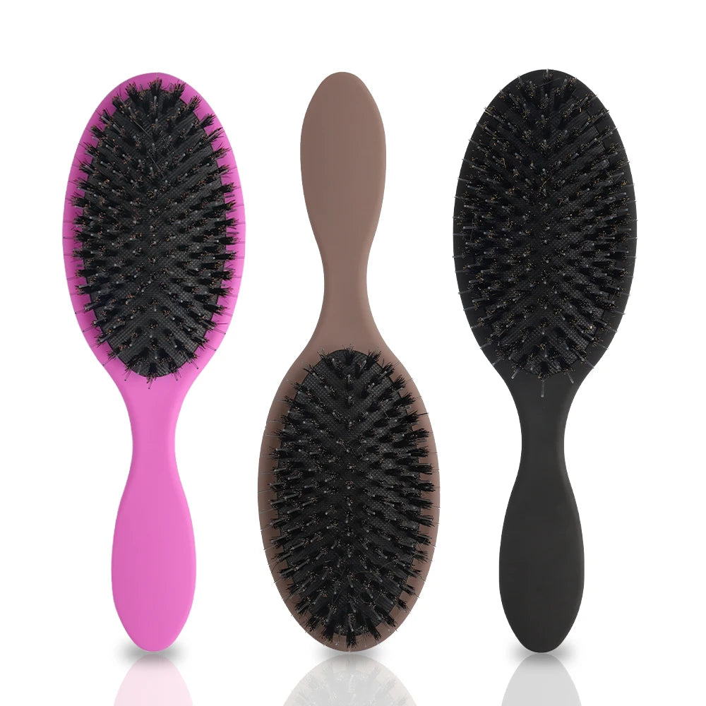 Matte Finish Boar Bristle Hair Brush Nylon Teeth Hair Extension Brush