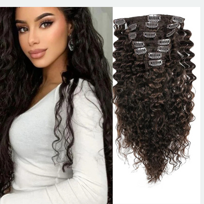 Curly Clip-In Hair Extensions Set - 10 Pieces for Effortless Style