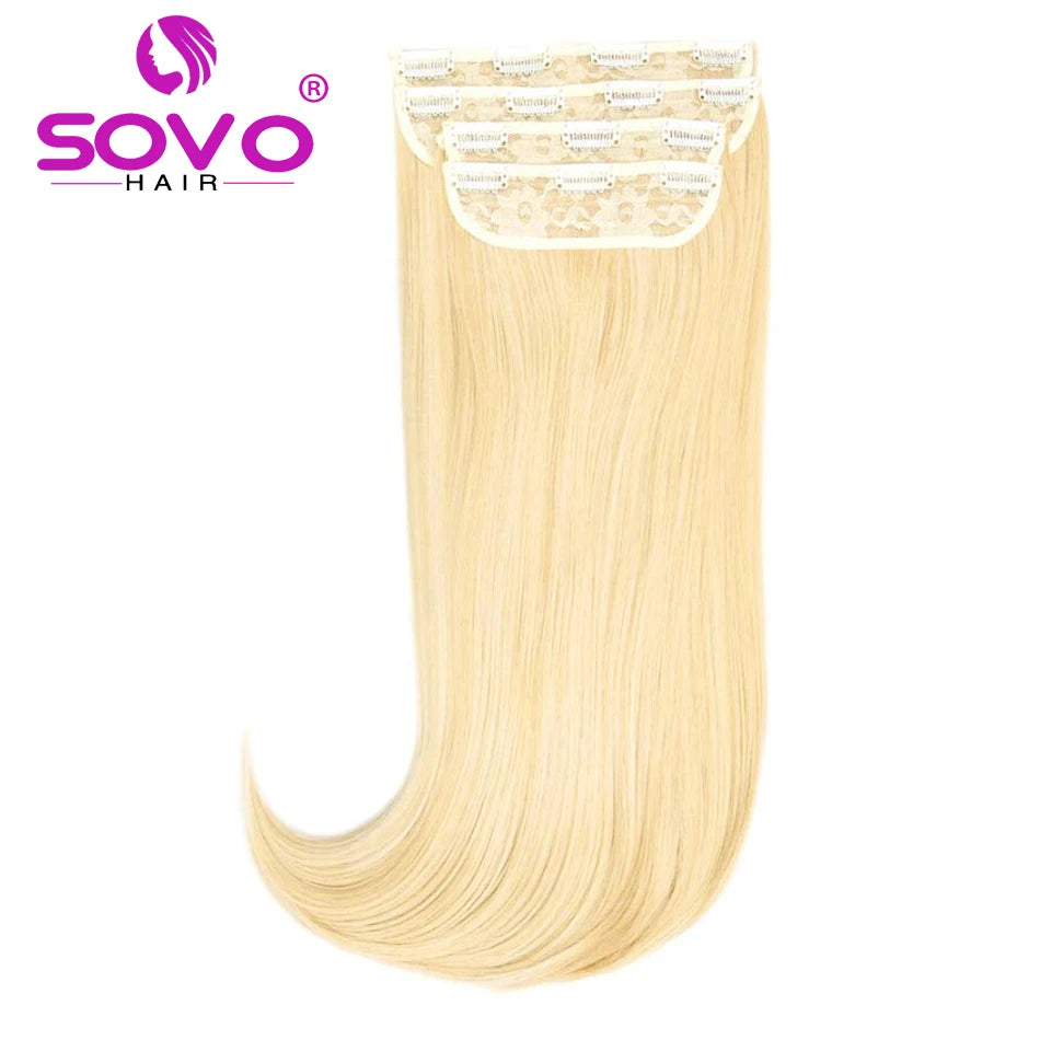 22" Straight Human Hair Clip-In Extensions & 18" Ponytail Set - 100G and 70G