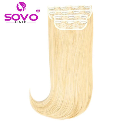 22" Straight Human Hair Clip-In Extensions & 18" Ponytail Set - 100G and 70G