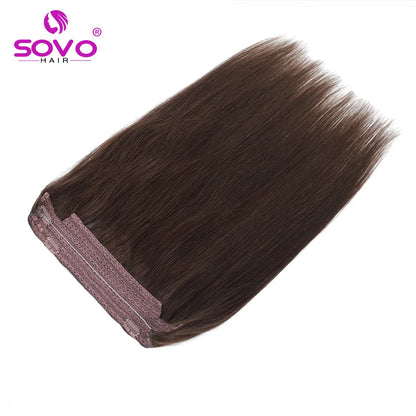 Ombre Brown Straight Halo Human Hair Extensions