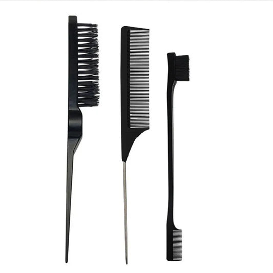 Ultimate 3-Piece Hair Styling Comb Kit - Teasing, Rat Tail, and Edge Tools