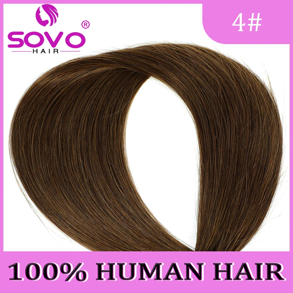 Halo Ombre Brown Remy Human Hair Extensions - 14-28 Inch Fish Line Clip-In