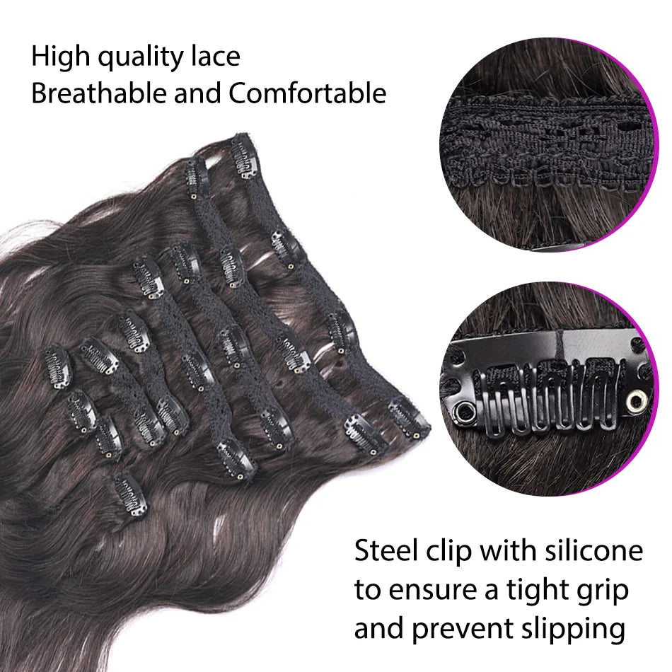 240G Luxurious Body Wave Clip-In Human Hair Extensions